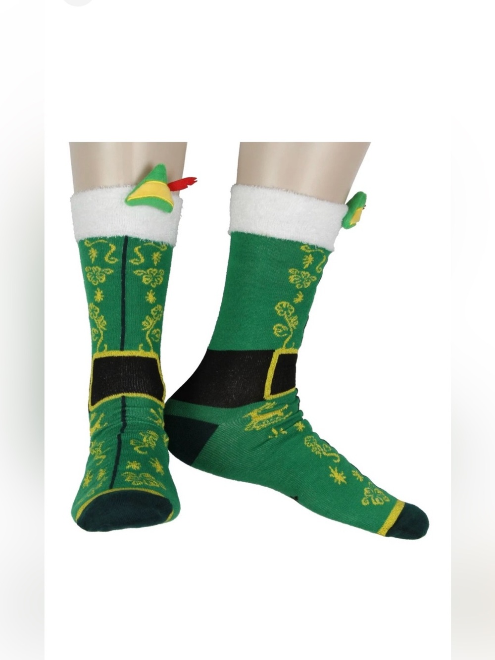 Elf Men's 3D Costume Design Felt Hat Feather Crew Sock Size: 8-12